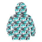 Cronulla-Sutherland Sharks Kid Hoodie Tropical Hibiscus Floral Seamless Rugby Mascot