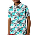 Cronulla-Sutherland Sharks Kid Polo Shirt Tropical Hibiscus Floral Seamless Rugby Mascot