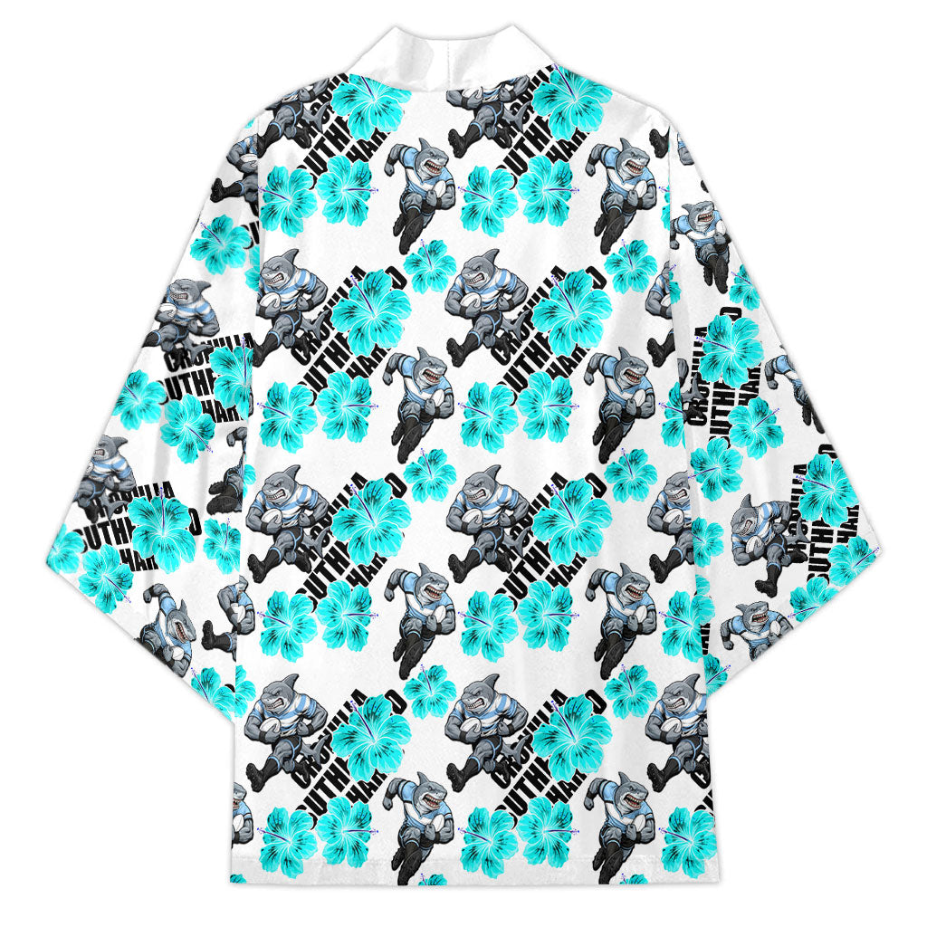Cronulla-Sutherland Sharks Kimono Tropical Hibiscus Floral Seamless Rugby Mascot