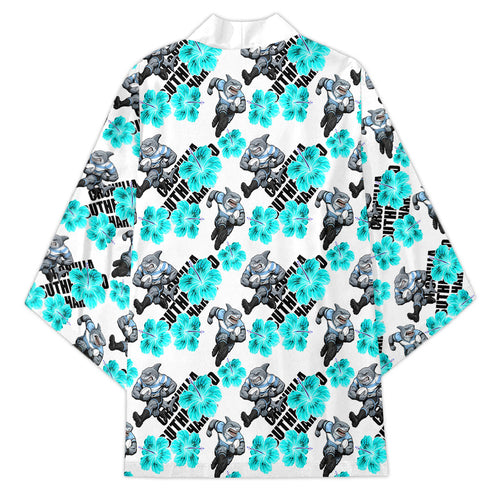 Cronulla-Sutherland Sharks Kimono Tropical Hibiscus Floral Seamless Rugby Mascot