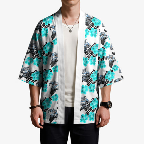 Cronulla-Sutherland Sharks Kimono Tropical Hibiscus Floral Seamless Rugby Mascot