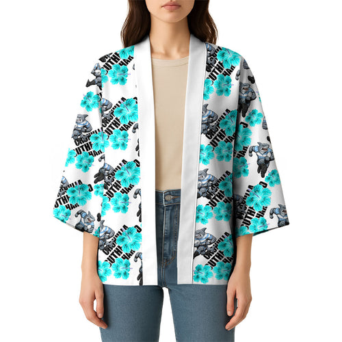 Cronulla-Sutherland Sharks Kimono Tropical Hibiscus Floral Seamless Rugby Mascot