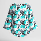 Cronulla-Sutherland Sharks Kimono Sleeve Blouse Tropical Hibiscus Floral Seamless Rugby Mascot