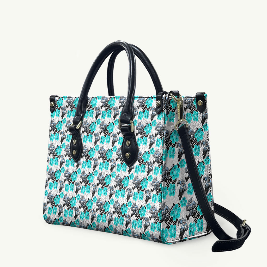 Cronulla-Sutherland Sharks Leather Bag Tropical Hibiscus Floral Seamless Rugby Mascot