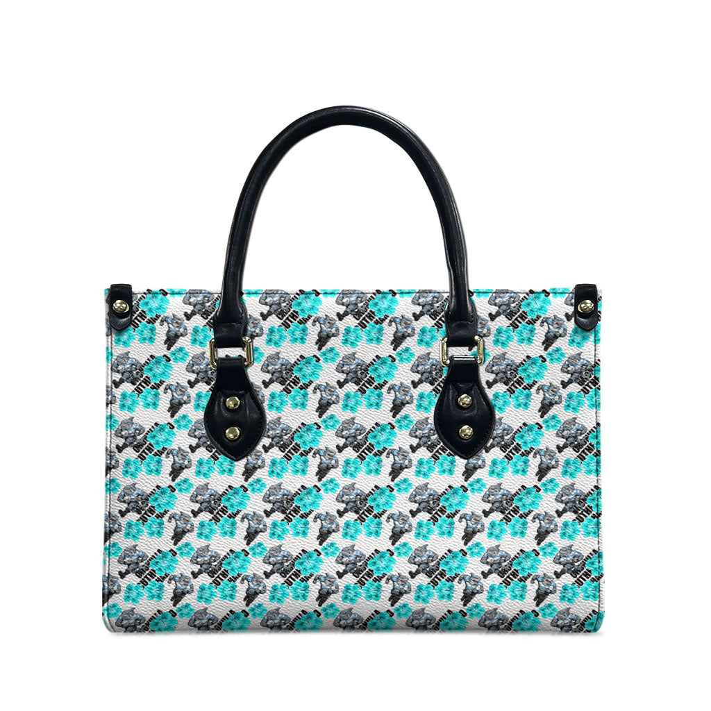 Cronulla-Sutherland Sharks Leather Bag Tropical Hibiscus Floral Seamless Rugby Mascot