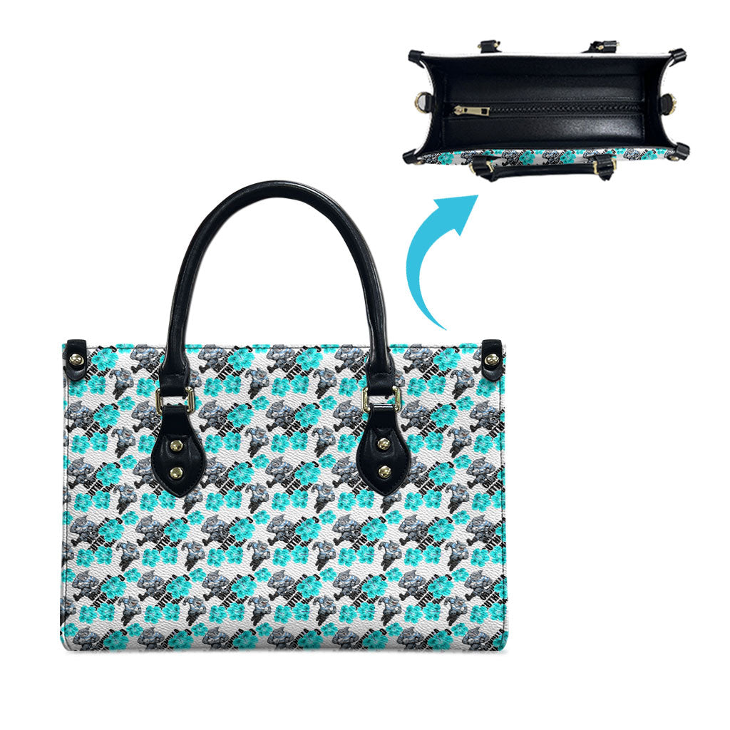 Cronulla-Sutherland Sharks Leather Bag Tropical Hibiscus Floral Seamless Rugby Mascot