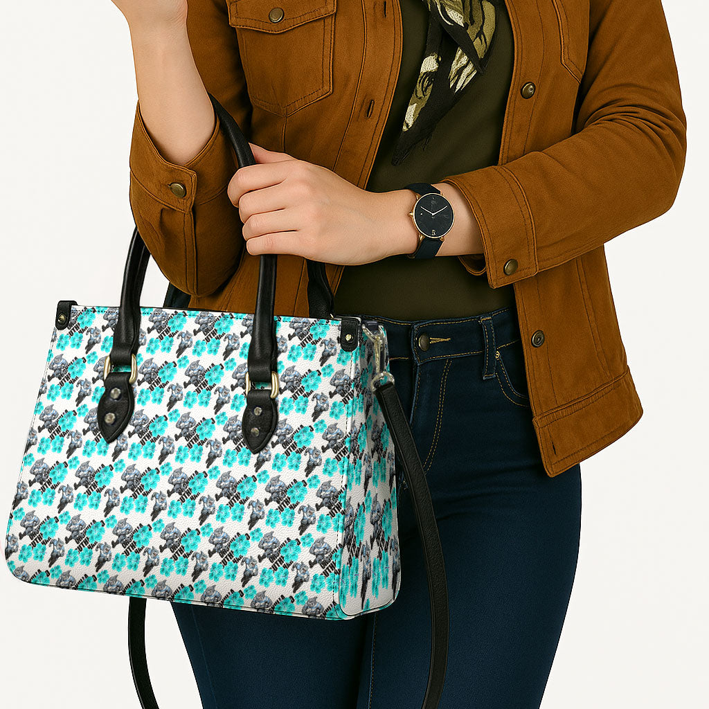 Cronulla-Sutherland Sharks Leather Bag Tropical Hibiscus Floral Seamless Rugby Mascot