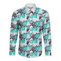 Cronulla-Sutherland Sharks Long Sleeve Button Shirt Tropical Hibiscus Floral Seamless Rugby Mascot