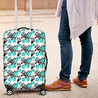 Cronulla-Sutherland Sharks Luggage Cover Tropical Hibiscus Floral Seamless Rugby Mascot