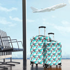 Cronulla-Sutherland Sharks Luggage Cover Tropical Hibiscus Floral Seamless Rugby Mascot