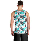 Cronulla-Sutherland Sharks Men Tank Top Tropical Hibiscus Floral Seamless Rugby Mascot