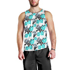 Cronulla-Sutherland Sharks Men Tank Top Tropical Hibiscus Floral Seamless Rugby Mascot