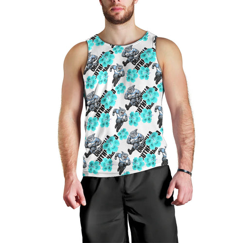 Cronulla-Sutherland Sharks Men Tank Top Tropical Hibiscus Floral Seamless Rugby Mascot