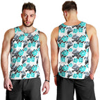 Cronulla-Sutherland Sharks Men Tank Top Tropical Hibiscus Floral Seamless Rugby Mascot