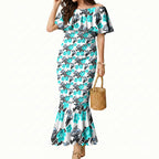 Cronulla-Sutherland Sharks Mermaid Dress Tropical Hibiscus Floral Seamless Rugby Mascot