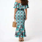Cronulla-Sutherland Sharks Mermaid Dress Tropical Hibiscus Floral Seamless Rugby Mascot