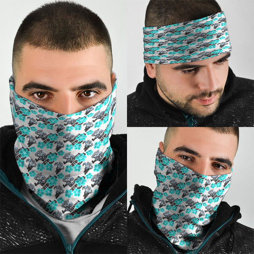 Cronulla-Sutherland Sharks Neck Gaiter Tropical Hibiscus Floral Seamless Rugby Mascot