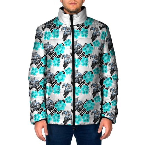 Cronulla-Sutherland Sharks Padded Jacket Tropical Hibiscus Floral Seamless Rugby Mascot