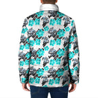 Cronulla-Sutherland Sharks Padded Jacket Tropical Hibiscus Floral Seamless Rugby Mascot
