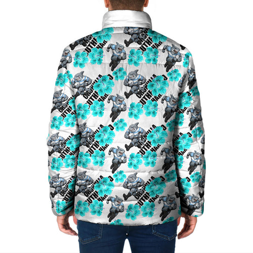 Cronulla-Sutherland Sharks Padded Jacket Tropical Hibiscus Floral Seamless Rugby Mascot