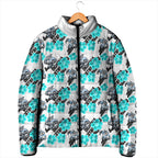 Cronulla-Sutherland Sharks Padded Jacket Tropical Hibiscus Floral Seamless Rugby Mascot