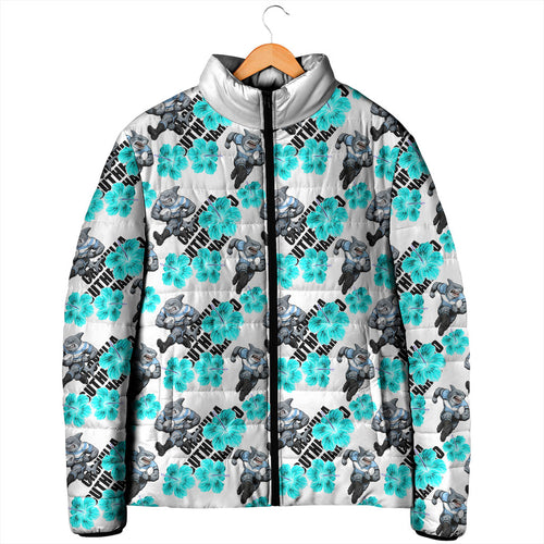 Cronulla-Sutherland Sharks Padded Jacket Tropical Hibiscus Floral Seamless Rugby Mascot