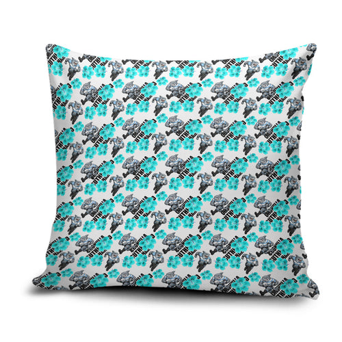 Cronulla-Sutherland Sharks Pillow Cover Tropical Hibiscus Floral Seamless Rugby Mascot