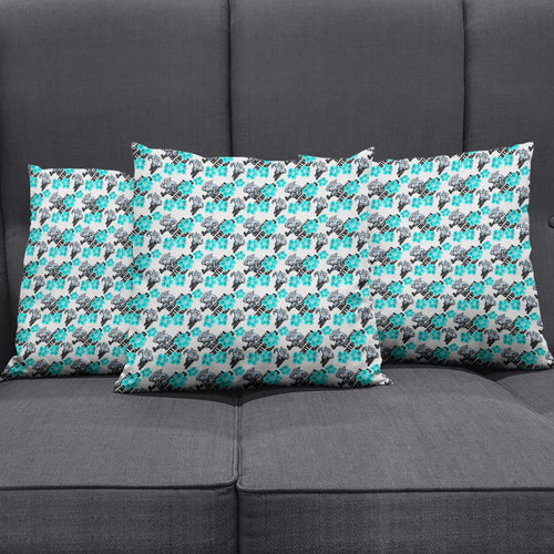Cronulla-Sutherland Sharks Pillow Cover Tropical Hibiscus Floral Seamless Rugby Mascot
