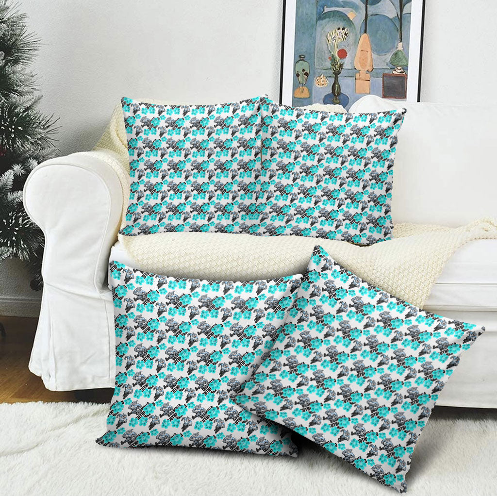 Cronulla-Sutherland Sharks Pillow Cover Tropical Hibiscus Floral Seamless Rugby Mascot