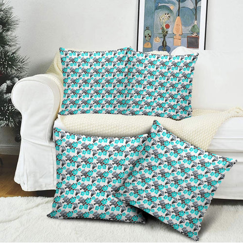 Cronulla-Sutherland Sharks Pillow Cover Tropical Hibiscus Floral Seamless Rugby Mascot
