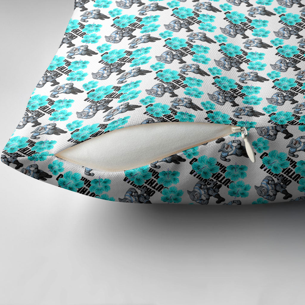 Cronulla-Sutherland Sharks Pillow Cover Tropical Hibiscus Floral Seamless Rugby Mascot