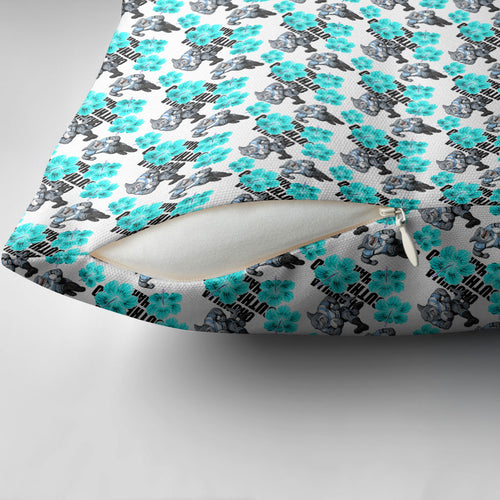 Cronulla-Sutherland Sharks Pillow Cover Tropical Hibiscus Floral Seamless Rugby Mascot