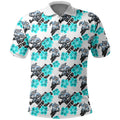 Cronulla-Sutherland Sharks Polo Shirt Tropical Hibiscus Floral Seamless Rugby Mascot