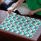 Cronulla-Sutherland Sharks Puzzle Tropical Hibiscus Floral Seamless Rugby Mascot
