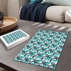 Cronulla-Sutherland Sharks Puzzle Tropical Hibiscus Floral Seamless Rugby Mascot