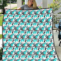 Cronulla-Sutherland Sharks Quilt Tropical Hibiscus Floral Seamless Rugby Mascot