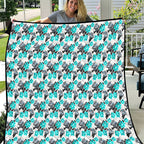 Cronulla-Sutherland Sharks Quilt Tropical Hibiscus Floral Seamless Rugby Mascot