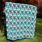 Cronulla-Sutherland Sharks Quilt Tropical Hibiscus Floral Seamless Rugby Mascot