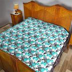 Cronulla-Sutherland Sharks Quilt Tropical Hibiscus Floral Seamless Rugby Mascot