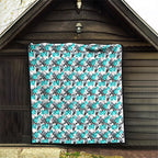 Cronulla-Sutherland Sharks Quilt Tropical Hibiscus Floral Seamless Rugby Mascot