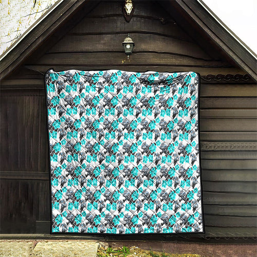 Cronulla-Sutherland Sharks Quilt Tropical Hibiscus Floral Seamless Rugby Mascot
