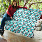 Cronulla-Sutherland Sharks Quilt Tropical Hibiscus Floral Seamless Rugby Mascot