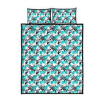 Cronulla-Sutherland Sharks Quilt Bed Set Tropical Hibiscus Floral Seamless Rugby Mascot