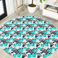 Cronulla-Sutherland Sharks Round Carpet Tropical Hibiscus Floral Seamless Rugby Mascot