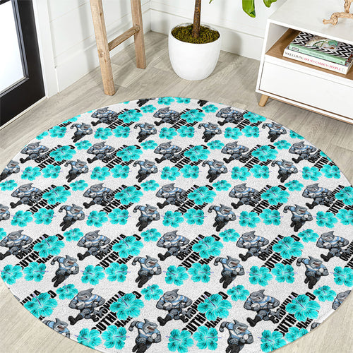 Cronulla-Sutherland Sharks Round Carpet Tropical Hibiscus Floral Seamless Rugby Mascot