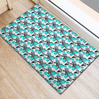Cronulla-Sutherland Sharks Rubber Doormat Tropical Hibiscus Floral Seamless Rugby Mascot