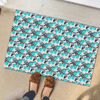 Cronulla-Sutherland Sharks Rubber Doormat Tropical Hibiscus Floral Seamless Rugby Mascot