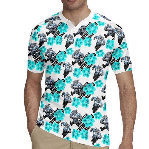 Cronulla-Sutherland Sharks Rugby Jersey Tropical Hibiscus Floral Seamless Rugby Mascot