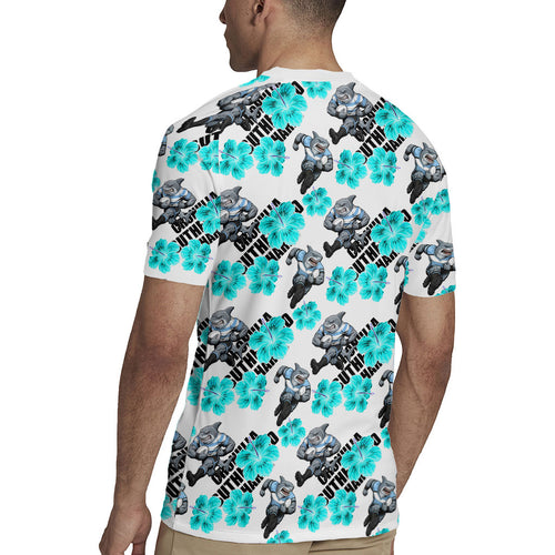 Cronulla-Sutherland Sharks Rugby Jersey Tropical Hibiscus Floral Seamless Rugby Mascot