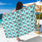 Cronulla-Sutherland Sharks Sarong Tropical Hibiscus Floral Seamless Rugby Mascot